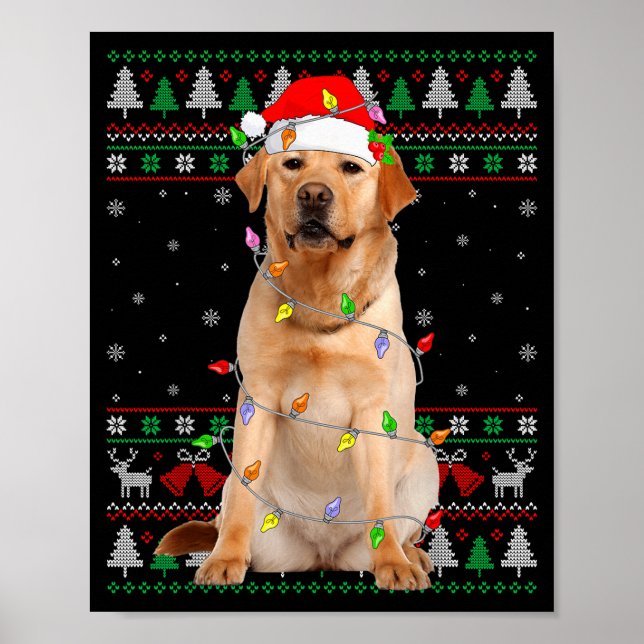 Labrador Retriever Dog Christmas Ugly Sweater Ligh Poster (Front)