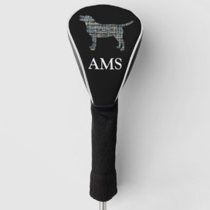 Labrador Retriever Dog Cute Silhouette Y&B Grid Golf Head Cover