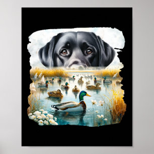 Labrador Retriever Dog Dogs Us Flag Duck Hunter  Poster