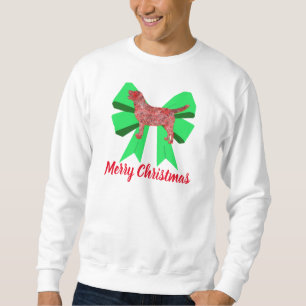Labrador Retriever Dog & Green Bow Christmas Sweatshirt