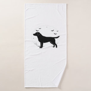 Labrador Retriever Dog Halloween Moon Silhouette Bath Towel