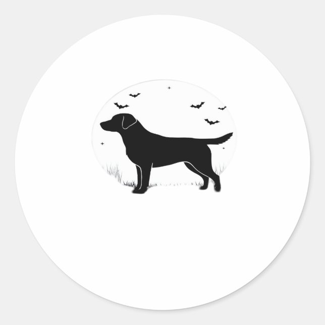 Labrador Retriever Dog � Halloween Moon Silhouette Classic Round Sticker (Front)