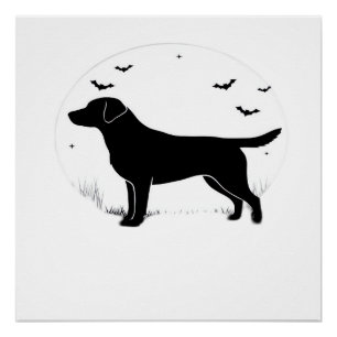 Labrador Retriever Dog Halloween Moon Silhouette Poster