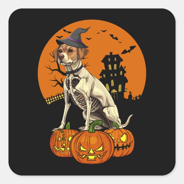 Labrador Retriever Dog Halloween Square Sticker (Front)