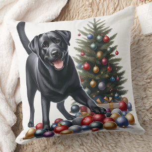 Labrador Retriever Dog Holiday Christmas  Cushion
