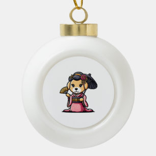 Labrador Retriever Dog Kimono Ceramic Ball Christmas Ornament