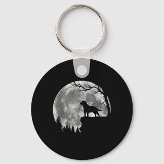 Labrador Retriever Dog Moon Silhouette Halloween Key Ring