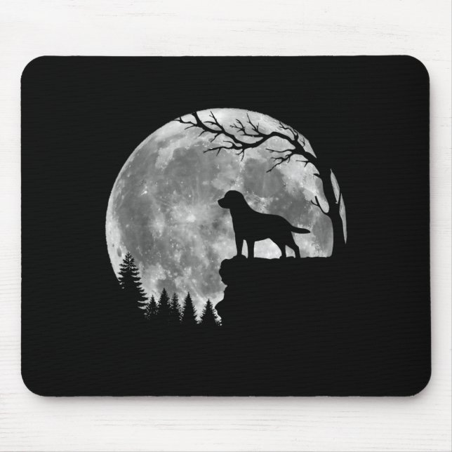 Labrador Retriever Dog Moon Silhouette Halloween Mouse Pad (Front)