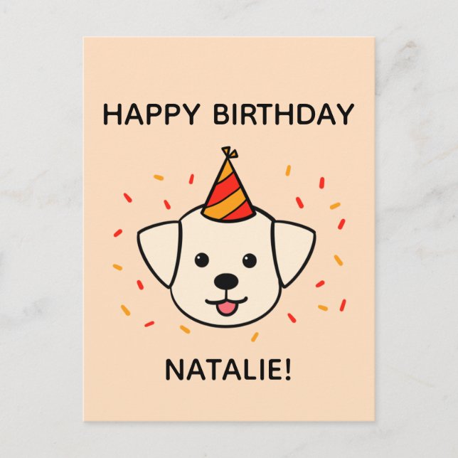 Labrador Retriever Dog | Orange Birthday Greeting Postcard (Front)