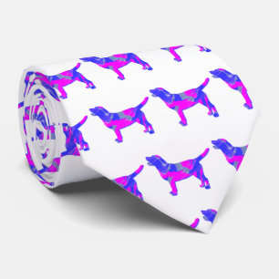 Labrador Retriever Dog Pink Silhouette White Neck Tie