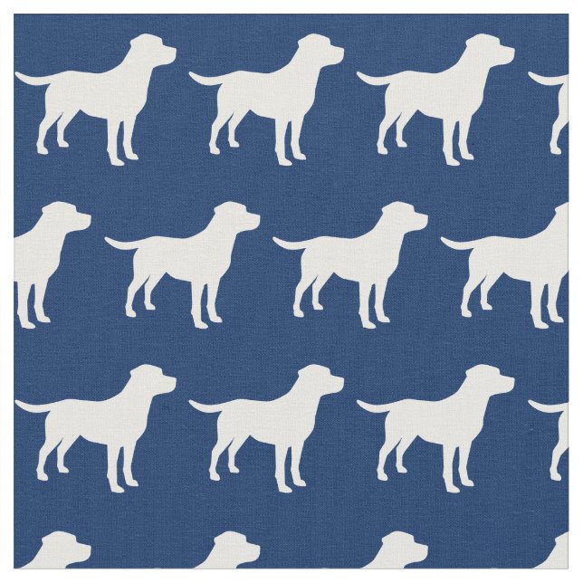 Labrador Retriever Dog Silhouette Lab Navy Blue Fabric (Close Up)