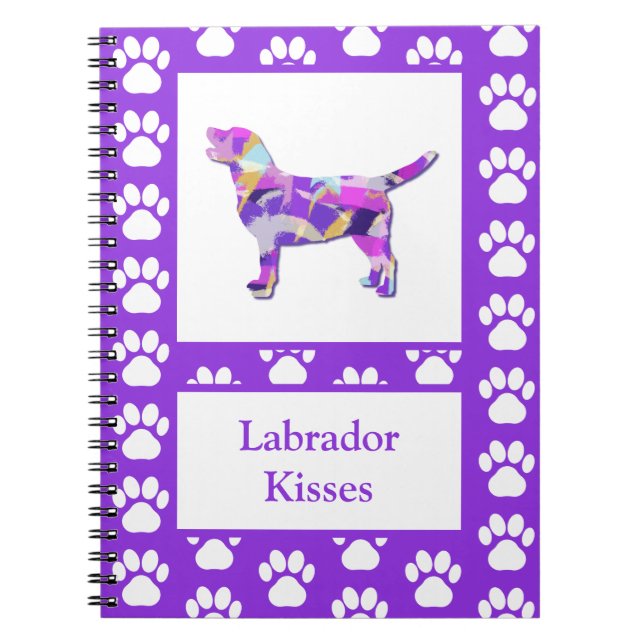Labrador Retriever Dog Silhouette Paw Purple PY&B Notebook (Front)