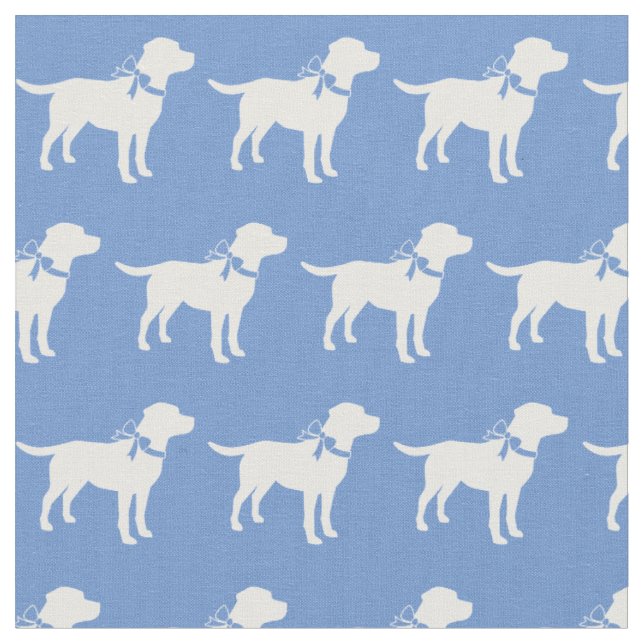 Labrador Retriever Dog Silhouette Pet Light Blue Fabric (Close Up)