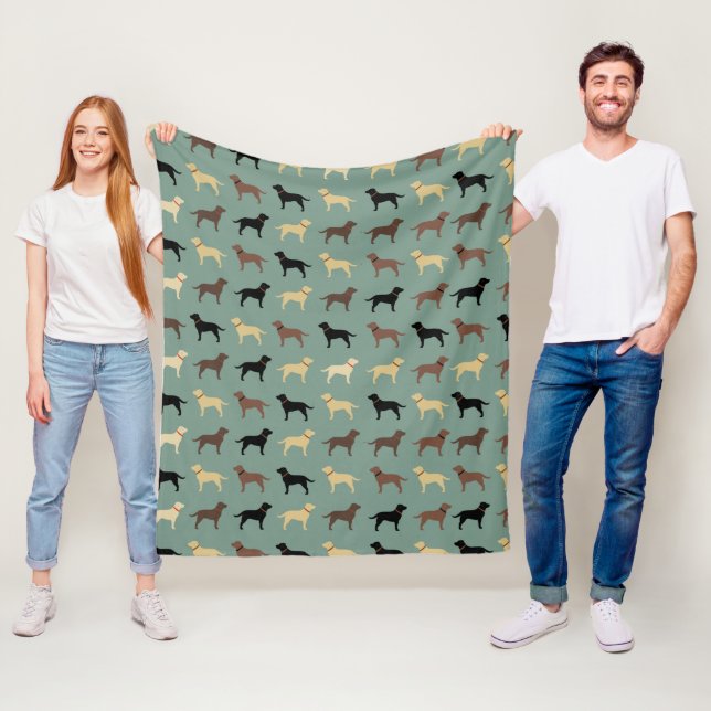 Labrador Retriever Dog Silhouettes Pattern Labs Fleece Blanket (In Situ)