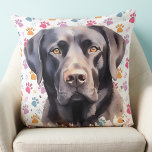 Labrador Retriever Dog Trendy Colourful Paw Prints Cushion<br><div class="desc">Introducing our Labrador Retriever Pillow, the perfect addition to any dog lover's home decor collection. Available in black, yellow or chocolate labs, this pillow features colourful paw prints in a retro yet modern style. Designed for labrador lovers, breeders, dog moms and dads alike, this pillow is a stylish way to...</div>