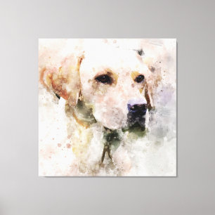 Labrador Retriever Dog Watercolor Portrait 02 Canvas Print