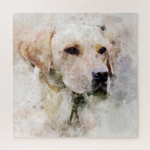 Labrador Retriever Dog Watercolor Portrait 02 Jigsaw Puzzle