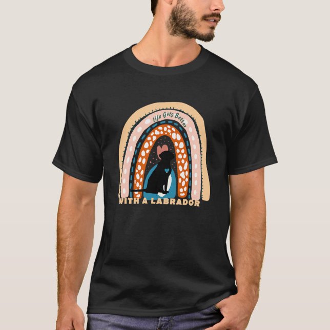 Labrador Retriever Dog With Patterned Rainbow 1 T-Shirt (Front)
