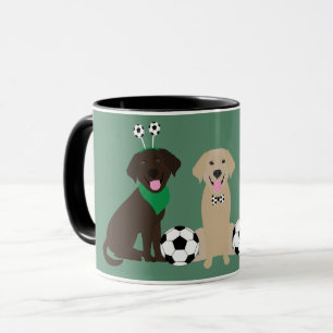 Labrador Retriever Dogs Playing Soccer Mug