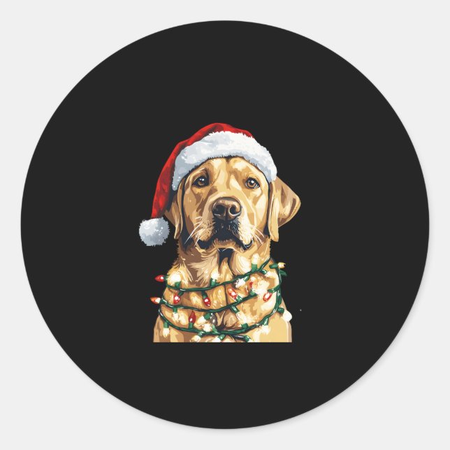 Labrador Retriever Dogs Tree Christmas Sweater Xma Classic Round Sticker (Front)