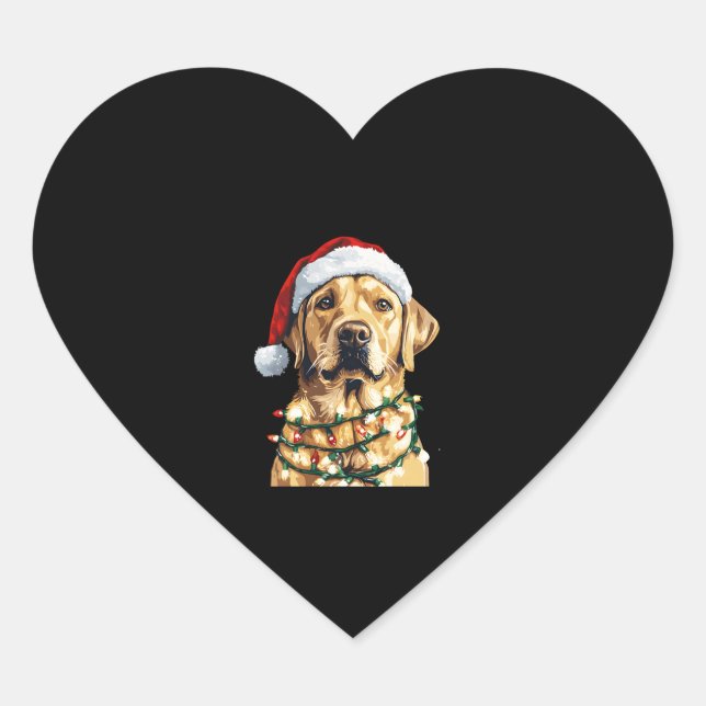 Labrador Retriever Dogs Tree Christmas Sweater Xma Heart Sticker (Front)