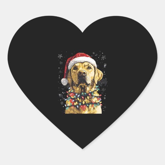 Labrador Retriever Dogs Tree Christmas Sweater Xma Heart Sticker (Front)