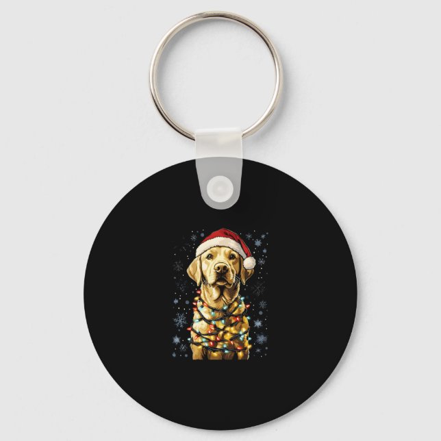 Labrador Retriever Dogs Tree Christmas Sweater Xma Key Ring (Front)