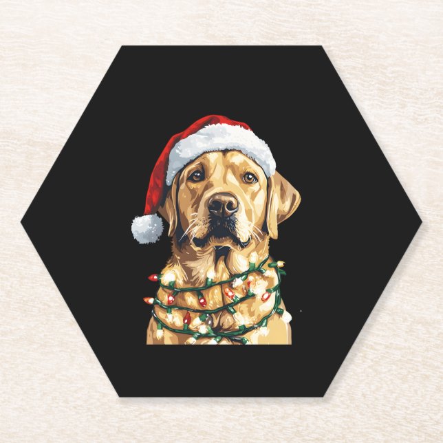 Labrador Retriever Dogs Tree Christmas Sweater Xma Paper Coaster (Front)
