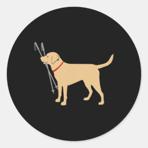 Labrador Retriever Fetch Ski Poles Yellow Lab Skii Classic Round Sticker