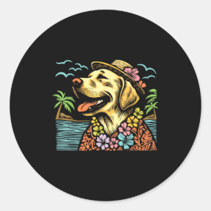 Labrador Retriever Floral Trocal Summer Vibes Hawa Classic Round Sticker