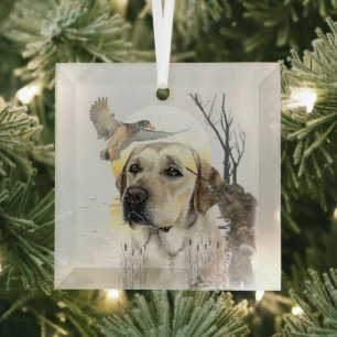 Labrador Retriever  Glass Tree Decoration