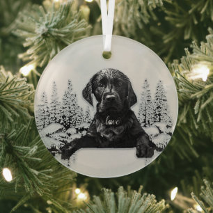Labrador Retriever  Glass Tree Decoration