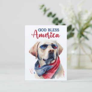 Labrador Retriever, God Bless America Postcard