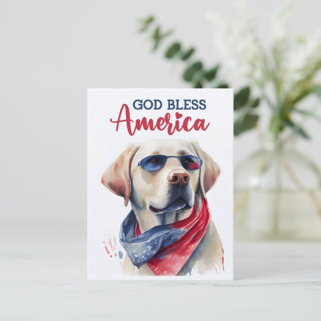 Labrador Retriever, God Bless America Postcard (Standing Front)