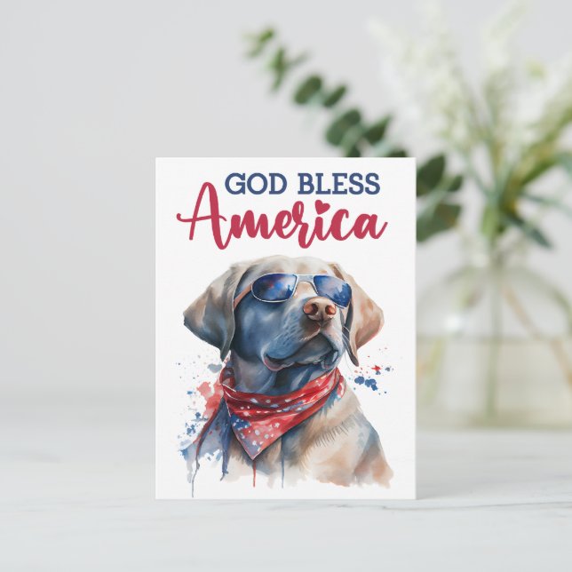 Labrador Retriever, God Bless America Postcard (Standing Front)