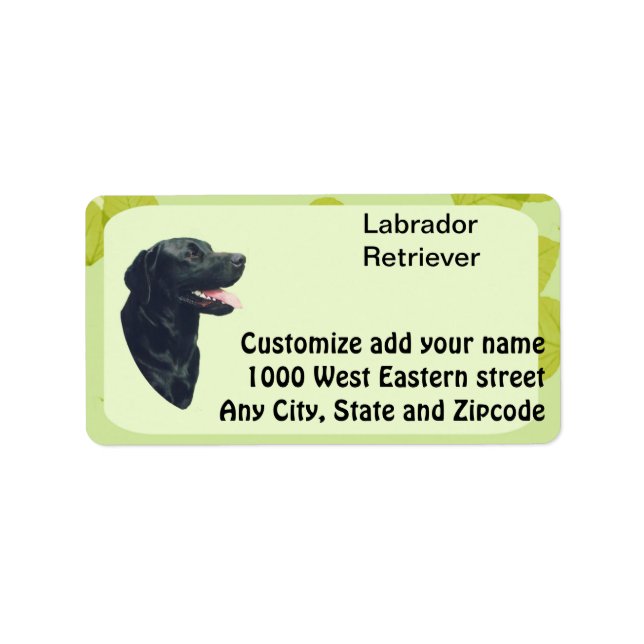 Labrador Retriever ~ Green Leaves Design Label (Front)