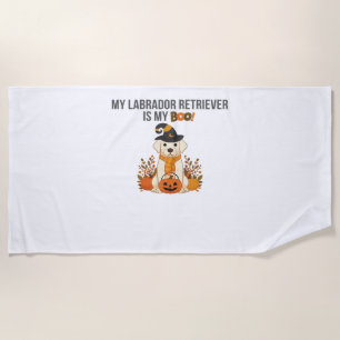 Labrador Retriever Halloween Dog  Funny Spooky Boo Beach Towel
