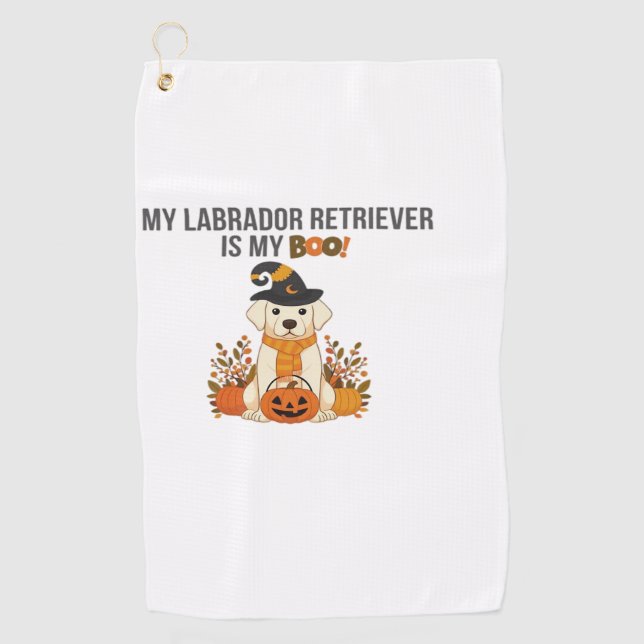 Labrador Retriever Halloween Dog  Funny Spooky Boo Golf Towel (Front)
