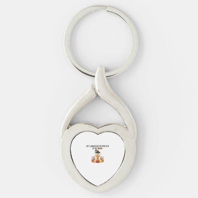 Labrador Retriever Halloween Dog  Funny Spooky Boo Key Ring (Front)