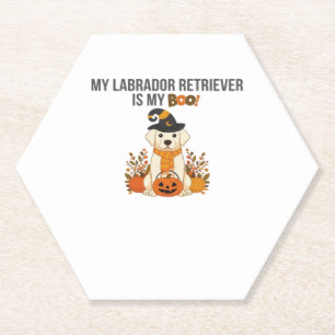 Labrador Retriever Halloween Dog  Funny Spooky Boo Paper Coaster
