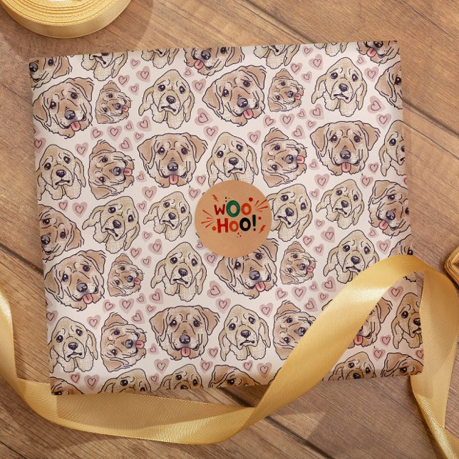 Labrador Retriever Hand-Drawn Cartoon Head  Wrapping Paper (Creator Uploaded)