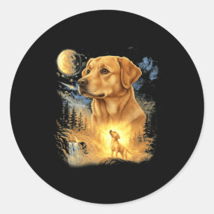 Labrador retriever howling to the moon vintage classic round sticker