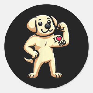Labrador Retriever I Love Dad Funny Dog Tattoo _1 Classic Round Sticker
