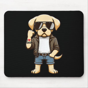 Labrador Retriever I Love Dad Funny Dog Tattoo Mouse Pad