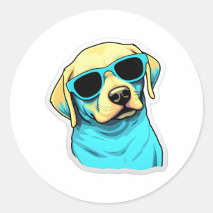 Labrador Retriever in Cool Sunglasses Classic T-Sh Round Sticker