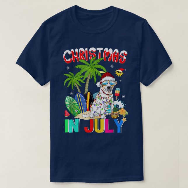 Labrador Retriever in Santa Hat Christmas In July  T-Shirt (Design Front)