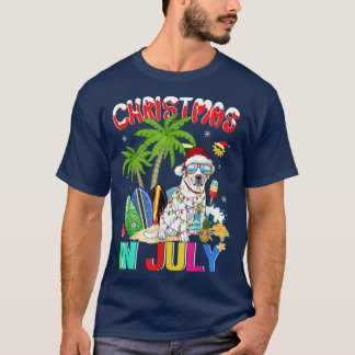 Labrador Retriever in Santa Hat Christmas In July  T-Shirt