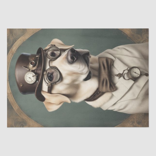 Labrador Retriever in Steampunk style decoupage Tissue Paper (Front)