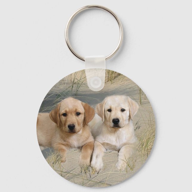 Labrador Retriever Keychain Pups On Beach (Front)