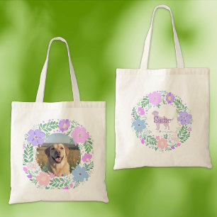 Labrador Retriever Lavender Flower Wreath - Custom Tote Bag